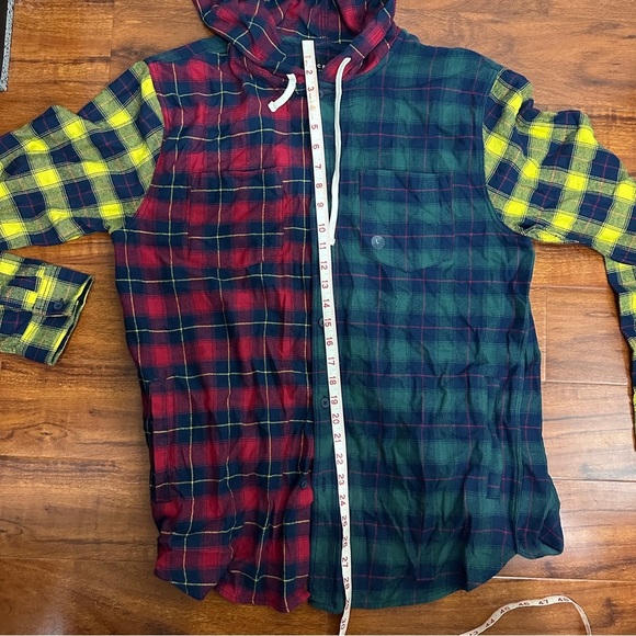 Pacsun Plaid Button Up Shirt Hooded Size Large - Picture 7 of 8